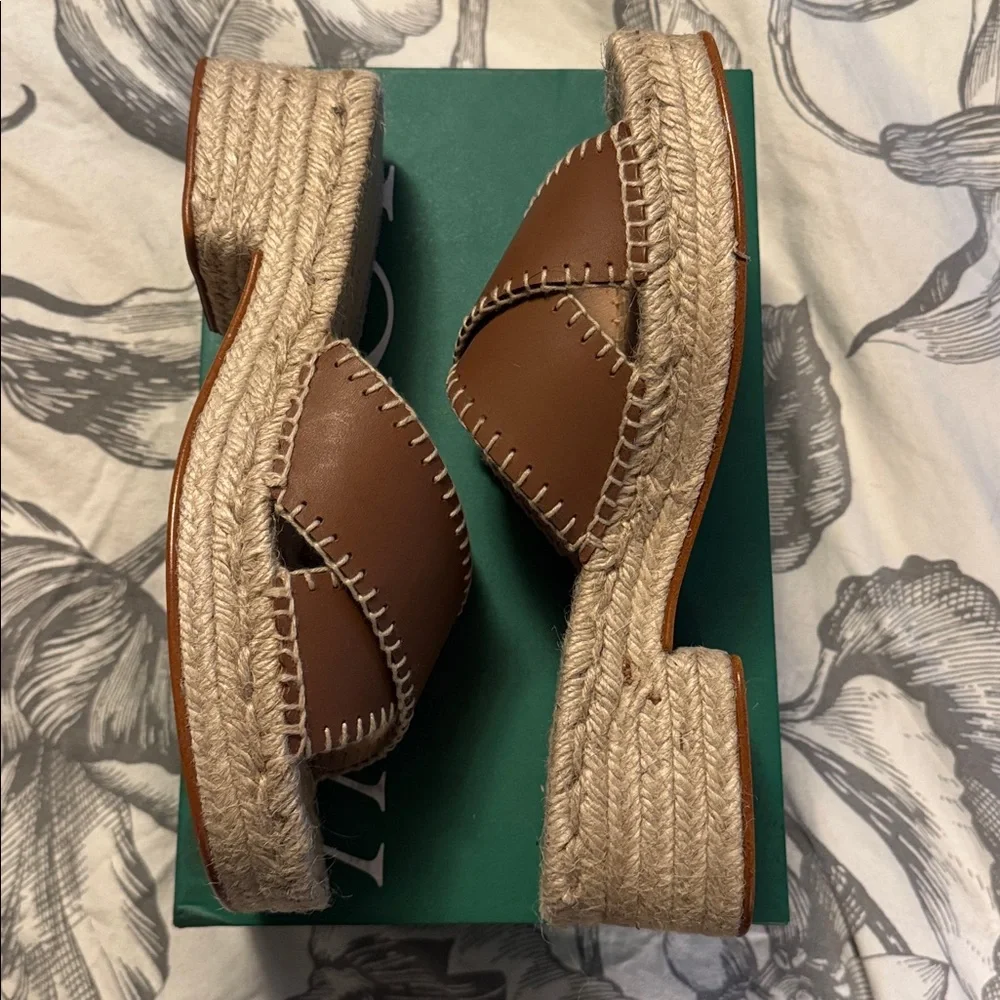 J.Crew Made-in-Spain block-heel espadrilles shoes in leather CJ765